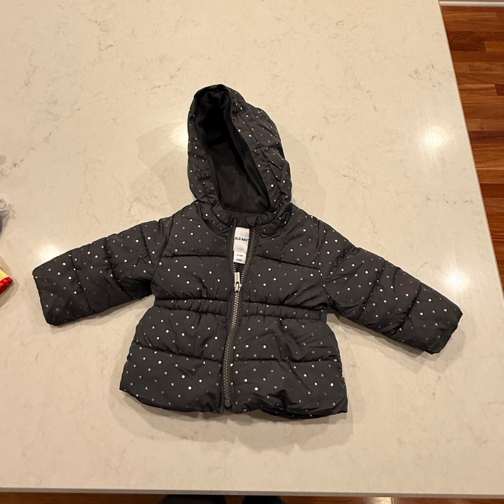 Baby Gray Polka Dot Hooded Puffer Jacket